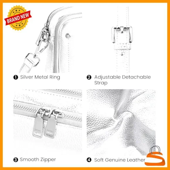 Genuine Leather Crossbody Bag with RFID Wallet, Adjustable Strap - Picture 5 of 7